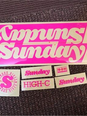 Pink Logo Sticker Pack SUNDAY HIGH C COMPLETE BIKE STICKER KIT
Gloss Hot Pink